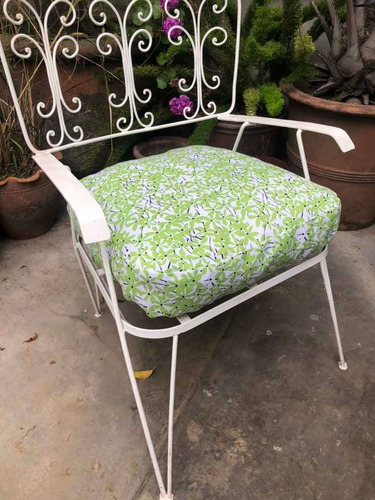 Almohadón Flores Para Sillón Hierro Jardin