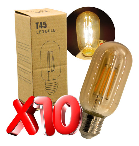 Paquete De 10 Focos Led Bulbo Vintage Luz Cálida 4w Oferta