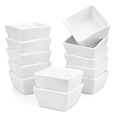 Juego De 12 Tazones De Porcelana De 3 Oz Para Salsa, Blanco