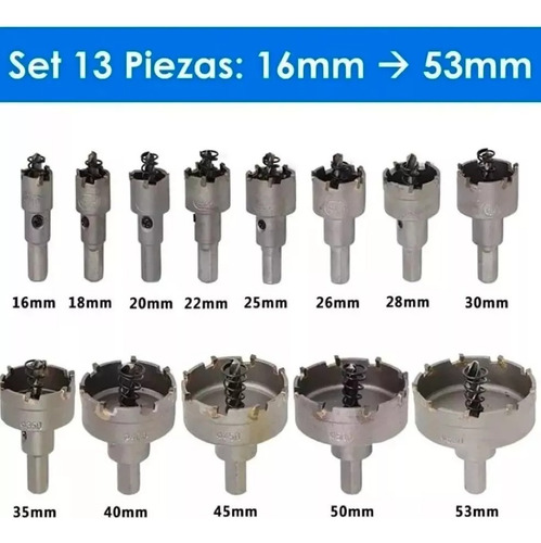 13 Brocas Copa Sierra Hss De Carburo Para 16-53mm