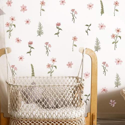 Calcomanías De Pared De Flores De Acuarela Boho, Calcomanías