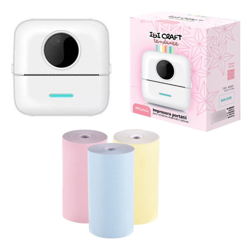 Kit Mini Impresora Termica Ibicraft + 3 Rollos Color Pastel