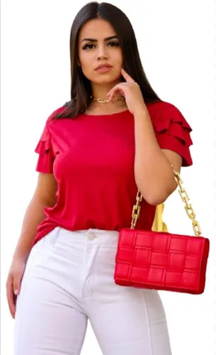 Blusa Blusinha Babado Suede Feminina Roupa Muito Linda
