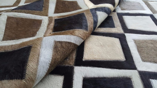 Imagen 4 de 6 de Alfombra Patchwork Cuero Vaca Pelo 1,8x2,4m Multiforma