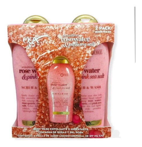 2 Ogx Body Wash Rose Water Exfoliante E Hidratante