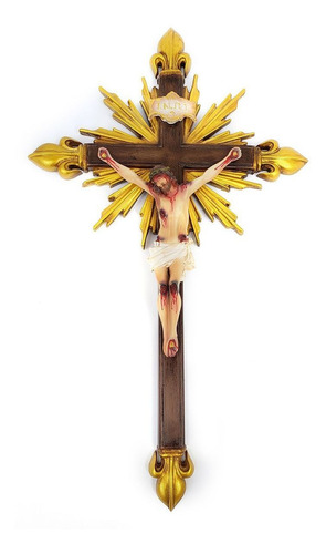 Imagem 1 de 5 de Crucifixo Resplendor C/ Pontas Flor De Liz 38cm