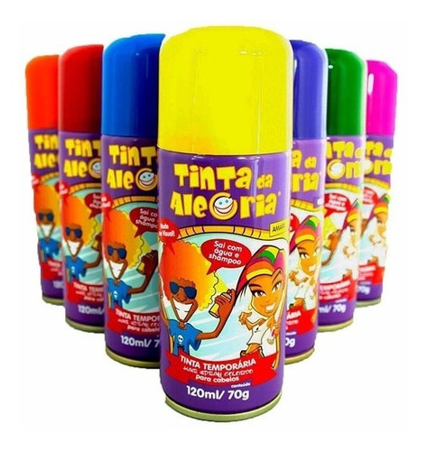 Imagem 4 de 4 de 15 Latas Tinta Spray Para Cabelo Colorida - Sai Com Agua