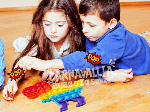 Imagen 3 de 9 de Pop It Juguete Burbujas Antiestres Colores Dinosaurio Rex