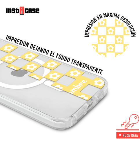 Funda Para iPhone Magsafe Para Mujer Nombre Flores Cuadros