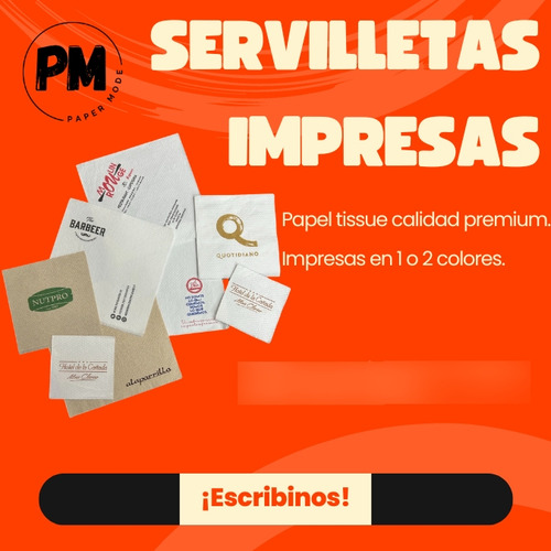Servilletas Papel Tissue Impresas Con Tu Diseño 33x33 Cm Blanco