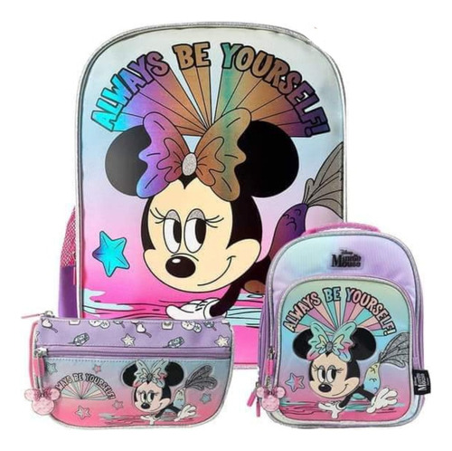 Set Maleta Minnie Sirena Nido Lonchera Cartuchera Disney