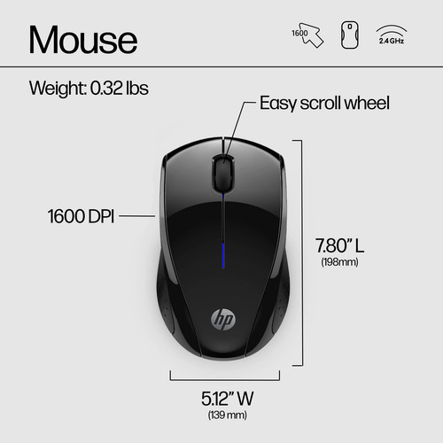 Mouse Sem Fio Hp X3000 G3 Preto 1600 Dpi Com Bateria De 15 M