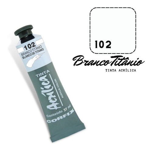 Tinta Acrílica 37ml 102 Branco Titânio Corfix