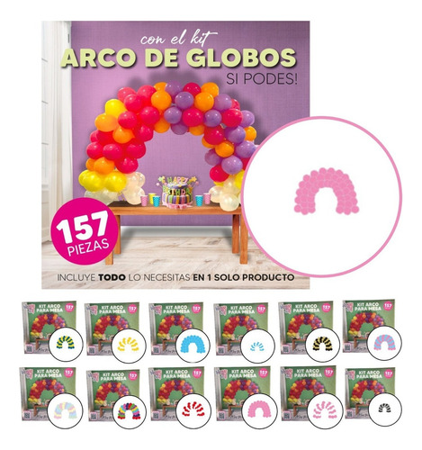 Kit Arco De Globos Para Mesa 157 Piezas Decoracion Cotillon Color Rosa