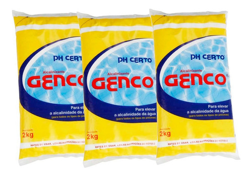 Kit 5 Elevador Alcalinidade Ph Certo 2kg Genco Para Piscinas