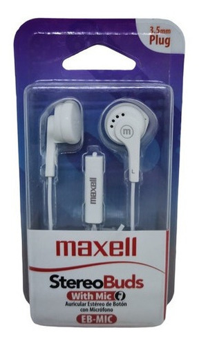 Audifono Auricular Maxell Stereo Buds Boton 3.5 Sonido Claro