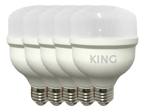 Pack X 5 Lampara Foco Led Galponera 48w Luz Fria E27 King Blanco Luz Fria