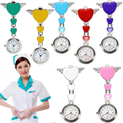 Reloj Enfermera Metal Mujer Corazon Cupido Alas A858