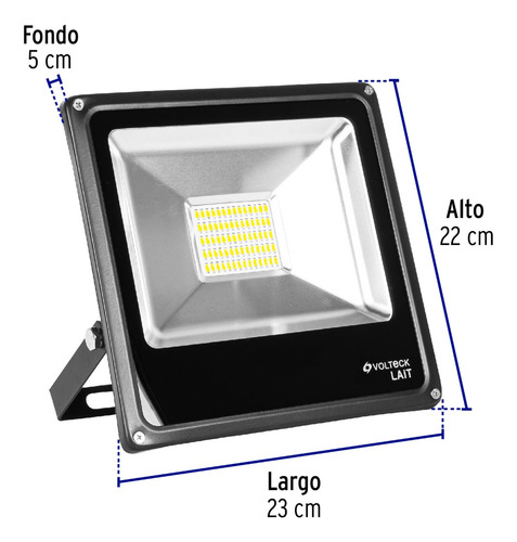 Reflector Led 30w Volteck Ref-302l Negro Blanco Cálido