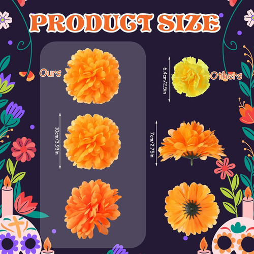 92 Piezas De Decretación De Día De Los Muertos, 80 Flores Ar