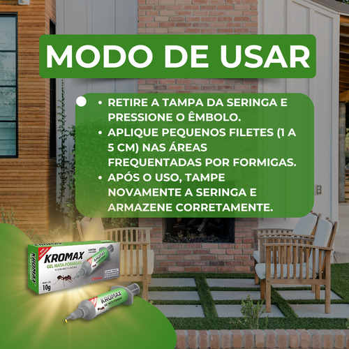Kit 8 Inseticida Veneno Mata Formiga Kromax Seringa Gel Elimina Ninho e Colônia Controle de Pragas