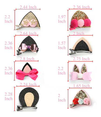 Onedor Sparkle Shiny Sequin Animal Ear Hair Bow Ribbon Clip