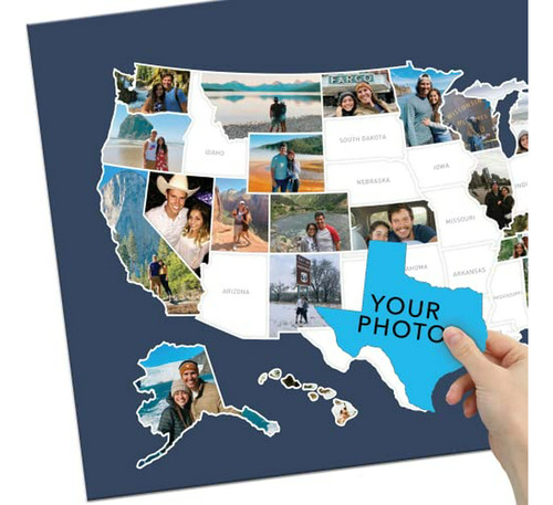 **** Usa Photo Map - Travel Map Sticker Collage - 24 X 36 - 