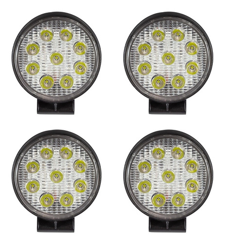 4 Reflectores Led 12v 24v 27w 2430lm P/ Toyota Ford Jeep Kia