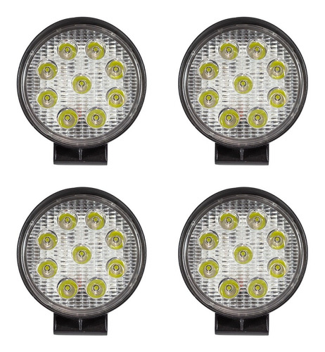 4 Reflectores Led 12v 24v 27w 2430lm P/ Toyota Ford Jeep Kia