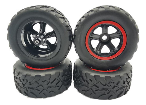 4 Piezas De Neumáticos De Rueda De Coche Rc Para Negro Rojo