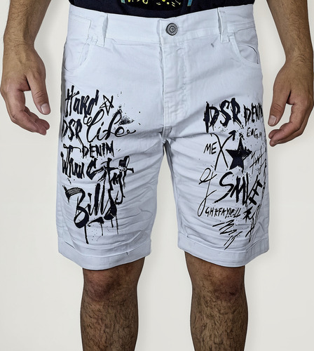 Bermuda Jean Moda Dsr Para Hombre - Blanco