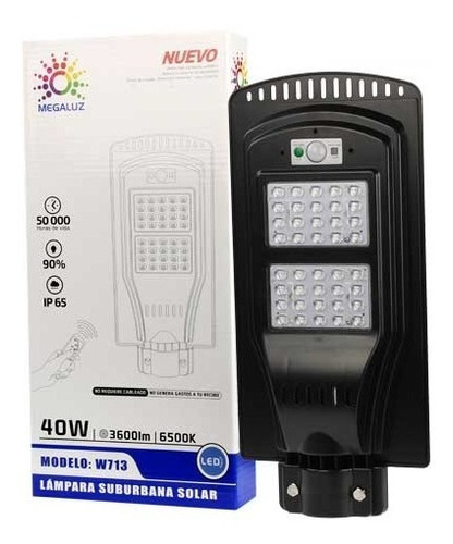 Lámpara Solar Led 40w Suburbana + Brazo Incluido 