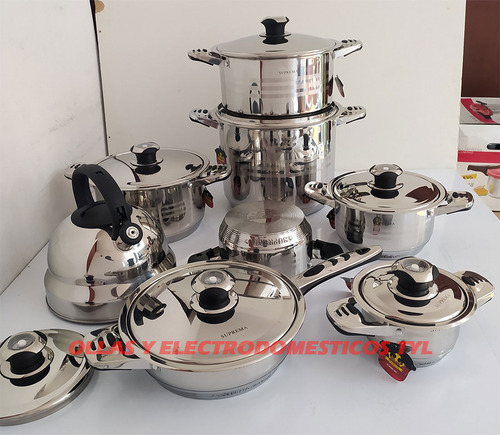 Juego De Ollas Acero Quirurgico Suprema 16 Piezas Con Tetera