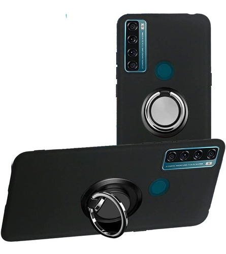 Funda Tcl 20 B -silicona Tpu Con Soporte  + Vidrio Templado