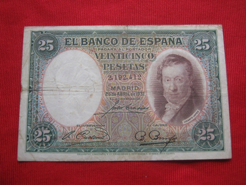 España 25 Pesetas 1931 Vicente López 