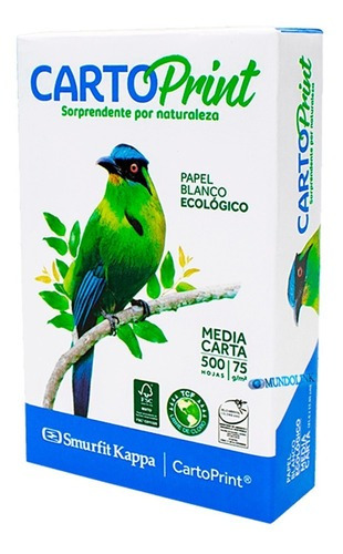 Resma Media Carta Papel Bond 75 Gramos 500 Hojas Impresión Color Blanco