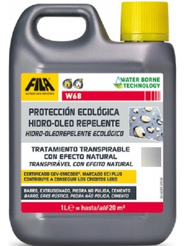 Fila W68 Sellador Hidrooleorepelente Protección Ecológica 1l Color Verde Oscuro