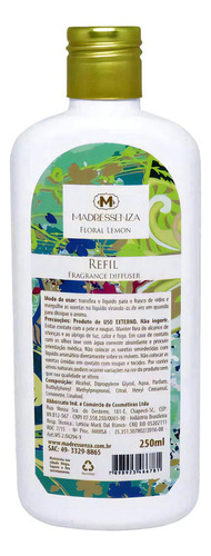 Refil Difusor De Aromas Madressenza Floral Lemon 250 Ml