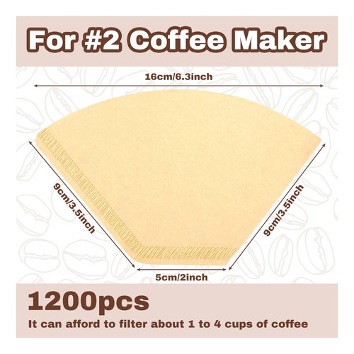 Filtro De Café De Teling 1200 Count 2, Filtros De Cono Papel
