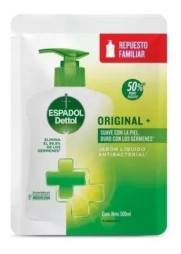 Espadol Antibacterial Original Jabon Liquido Repuesto 500ml