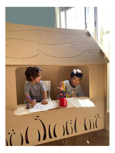 Casita Infantil De Madera Para Niños 130 Cm - Montessori Nude Cesped