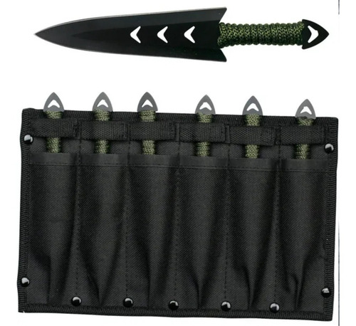 Kit 6 Facas Punhal Jogo De Arremesso + Coldre Perna
