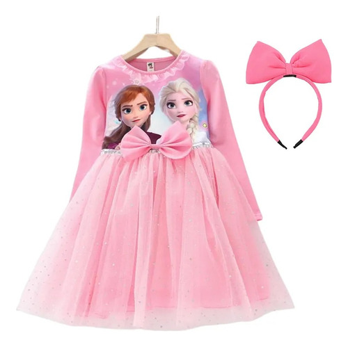 Vestido Casual De Princesa De Dibujos Animados De Elsa Anna