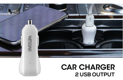 Cargador Celular Auto Wesdar U6 Carga Rapida 2 Usb 5 V 2.4 A