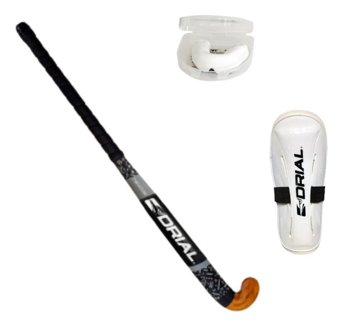 Kit Palo Hockey Madera + Canillera + Protector Bucal Senior