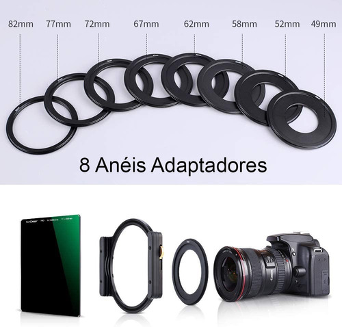 Imagem 6 de 7 de Filtro Nd1000 100x100mm + Suporte + Nd Graduado Gnd8 0.9 Kf