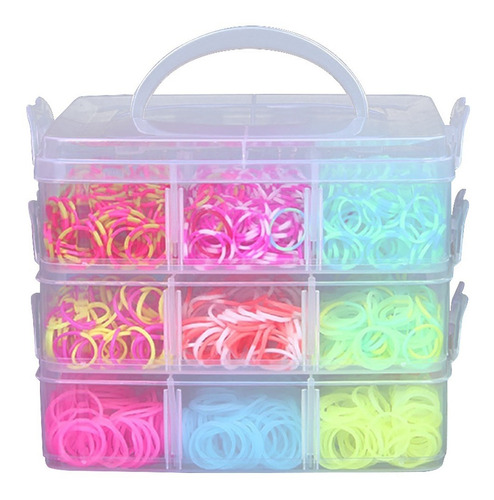 Maleta De Elásticos Coloridos Criativo Rainbow Loom Bands Cor Colorido Desenho Do Tecido Colorido
