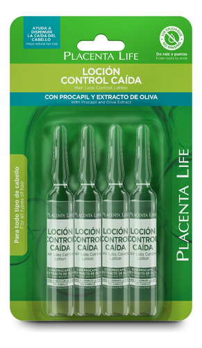 Ampolla Loción Control Caída Placenta Life 13ml, Blister 4u