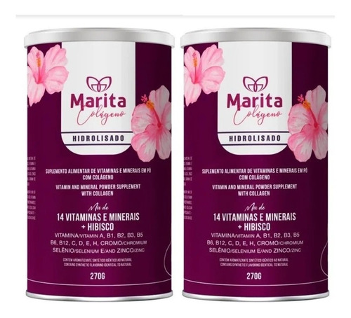 Kit 2 Marita Colágeno Hidrolisado 270g Vitaminas + Minerais