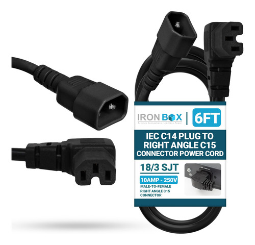 Cable De Alimentación C14 A Ángulo Recto C15 18 3 Sjt 183 Cm
